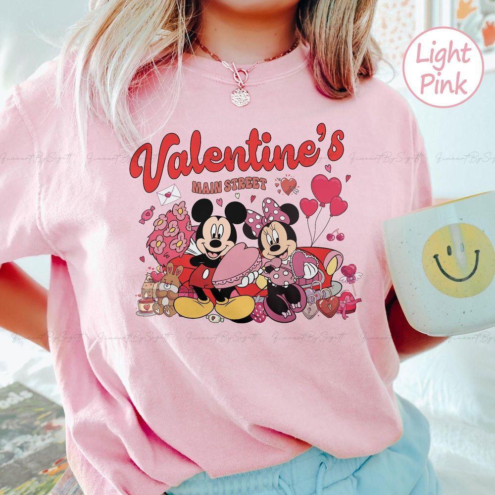 Disney Main Street Valentines Shirt Happy Valentine Day Shirt Disney Valentine Shirt Mickey And Friends Shirtvalentines Day Gift For Her Graphic Printed Merch